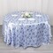 120 in White Satin Round TABLECLOTH Blue Floral Print Party Events Decorations